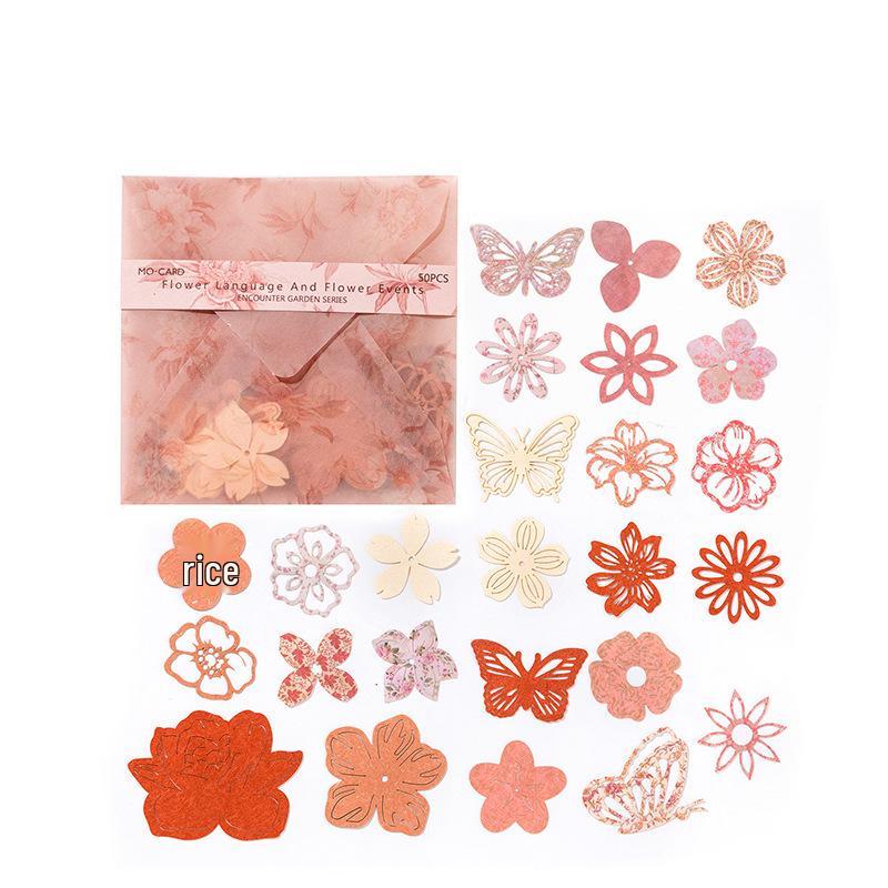 Mo Ink Floral Hollow-out Material Pack: Garden Series Light Retro Salt System DIY Journal Decoration Bag