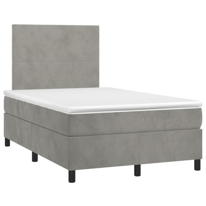 3142893 vidaXL Divan Bed and Mattress Light Grey 120x200cm Velvet