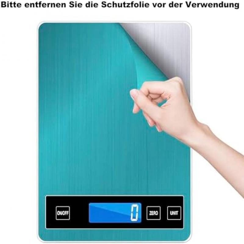 Digital köksvåg 15 kg kapacitet med 1 g precision, multi-enhetsomvandling (g/kg/lb:oz/ml/fl oz), TYPEC Laddningsbar, Hushållsbakning Matvåg