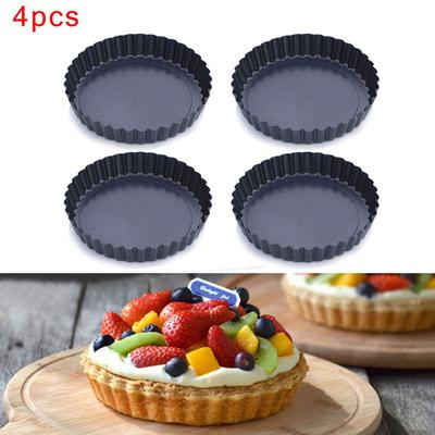 4PCS Non-Stick Pizza Plate Removable Base Cake Pan Round Baking Tray Kitchen
