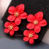 Korean Big Double Flower Drop Earrings Summer Beach Party Metal Statement Earring For Woman Boho Fashion Jewelry Girl Gift