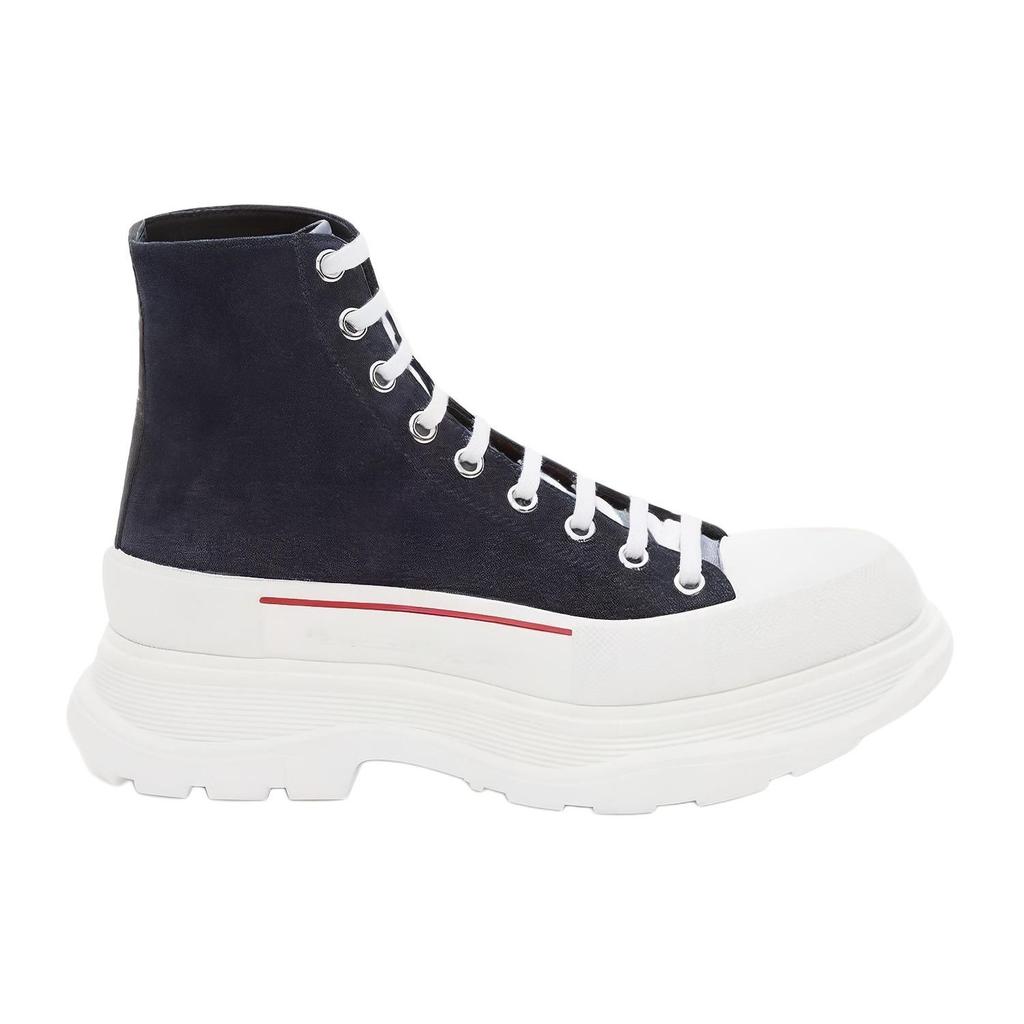 Alexander McQueen Tread Slick Short Combat Boots Men's Marine Blue 627206WHBGN4018