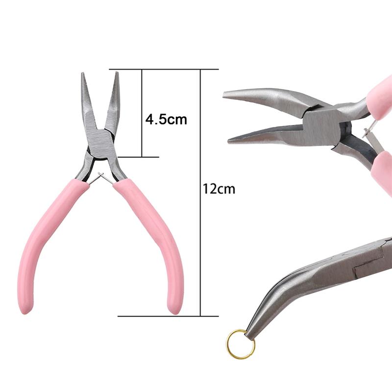 Cute Pink Color Handle Anti-slip Splicing and Fixing Jewelry Pliers Tools & Equipment Kit for DIY Jewelery Making Needlework