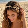 Goldfarbenes Seestern-Muschel-Haarband Unregelmäßiger Perlen-Haarreif Mode-Krone Diademe Mädchen
