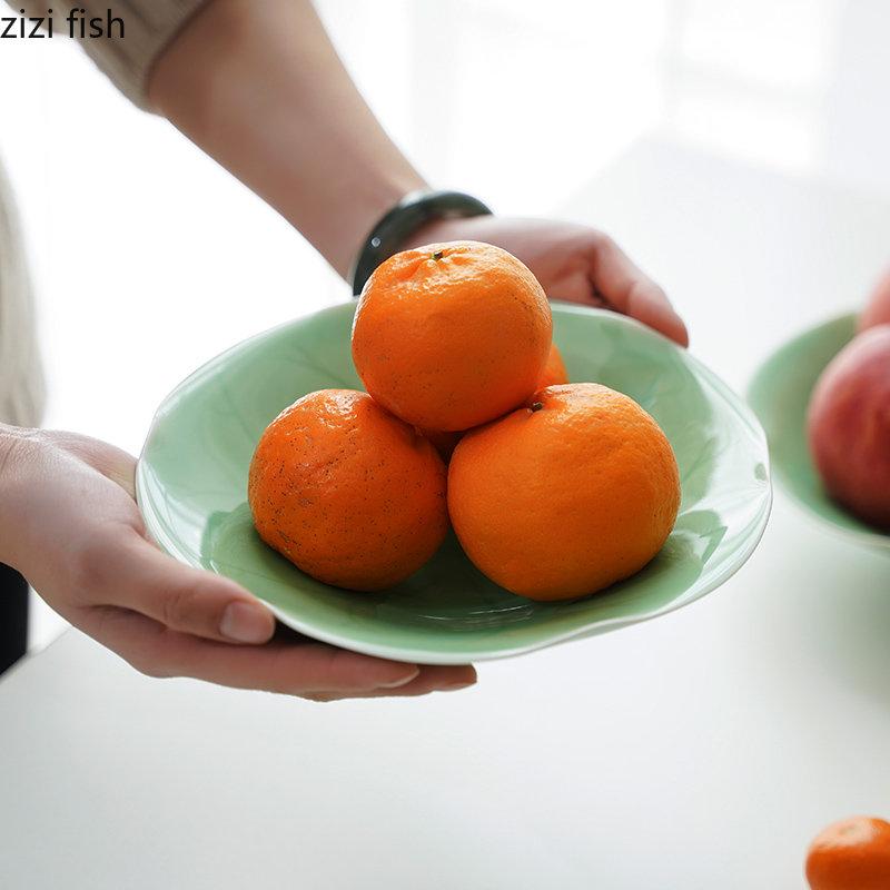 Keramický jídelní talíř s lotosovým listem Talíř na západní jídlo Polévkové talíře Mísa na ovocný salát Mísa na nudle Dezertní misky Servírovací talíře Nádobí