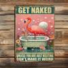 HomeyAura Flamingo Tin Sign 8x12, Retro Metal Wall Art for Bathroom Kitchen, Funny Unless You Are Just Visiting Decor