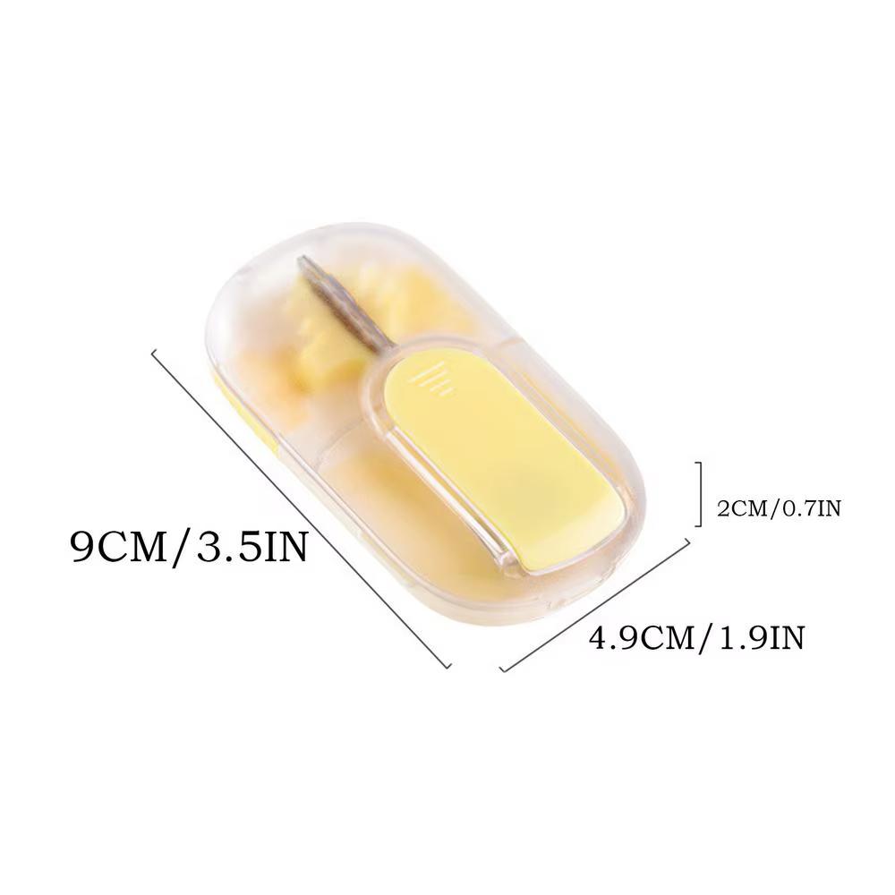 Newest Mini Pill Cutter Magnetic Adjustable Precise with Invisible Storage Box&Brush for Daily Portable Tablet Medicine Splitter