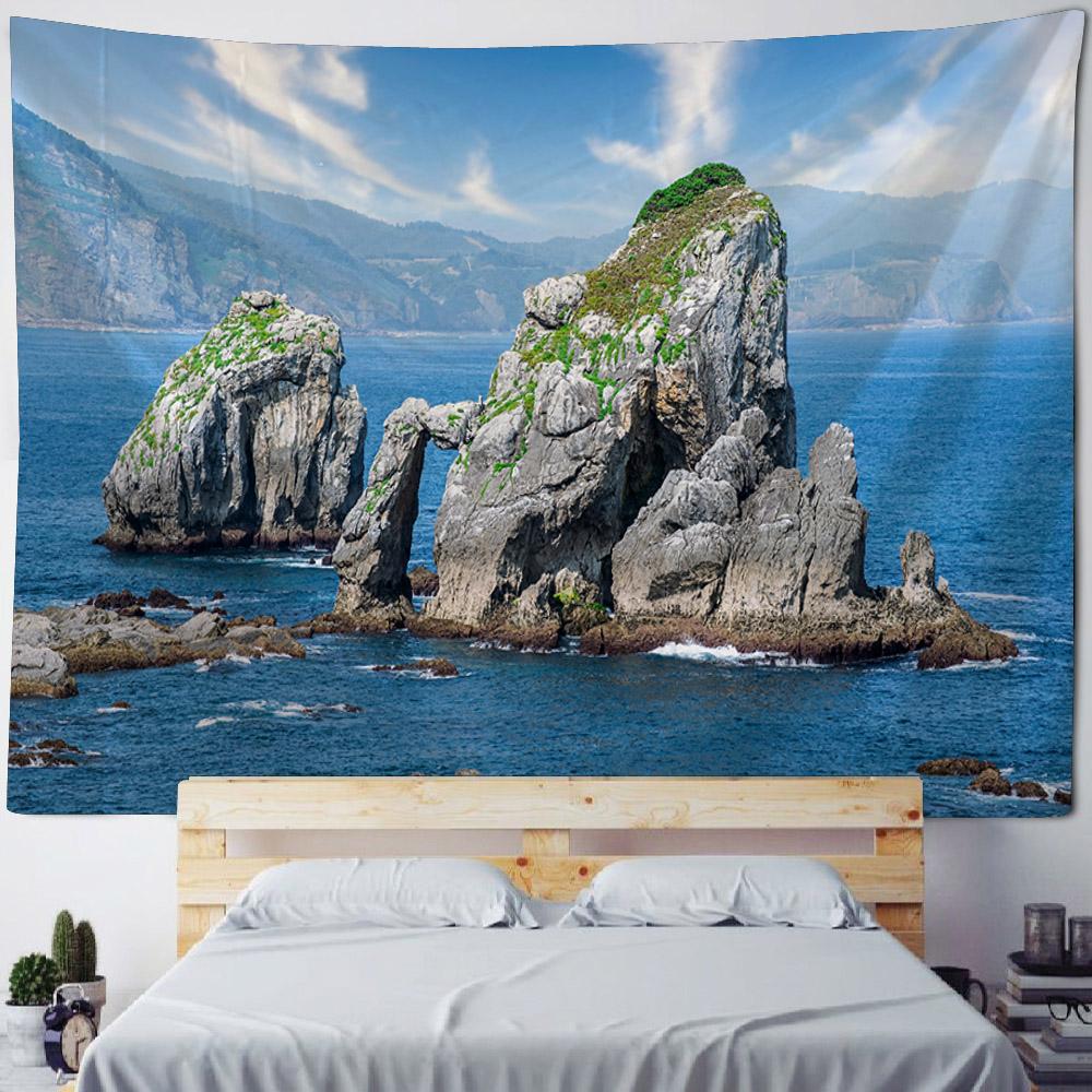 Sea View Tapestry, Bohemian Print Wall Hanging, Living Room, Bedroom Art Decoration, Beach, Sunset, Home Wall Decoration