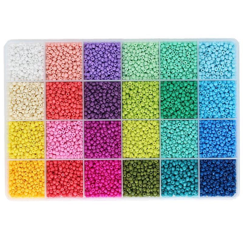 24-Grids Kit 3mm Loose Glass Beads Colorful Handmade Seed Beaded Set Box for DIY Bracelets Necklaces Making Jewelry Accessories