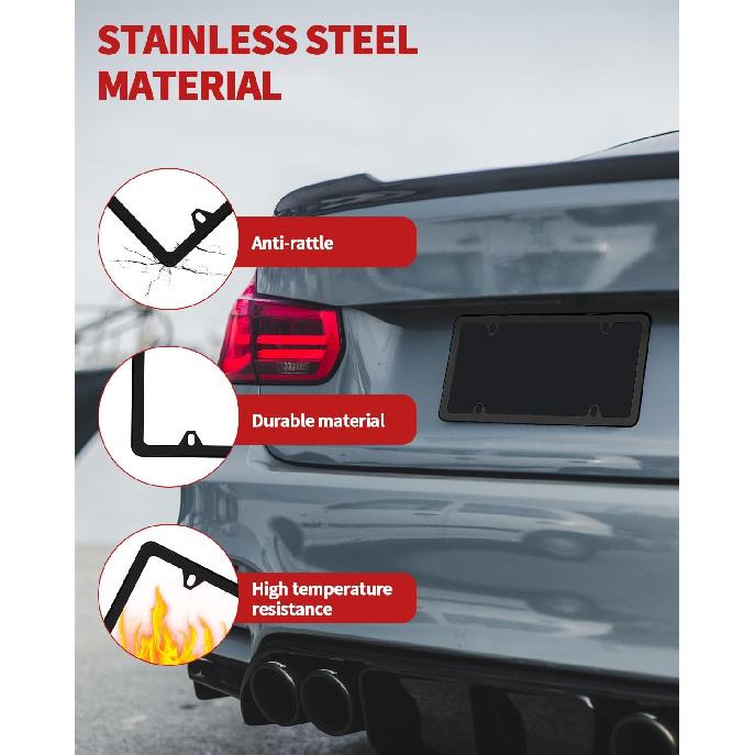 Chrome License Plate Frame Made Of Zinc Alloy Metal, Universal Car Accessories,1 Pack License Plate Holder Never Rust And Unbreakable With Metal