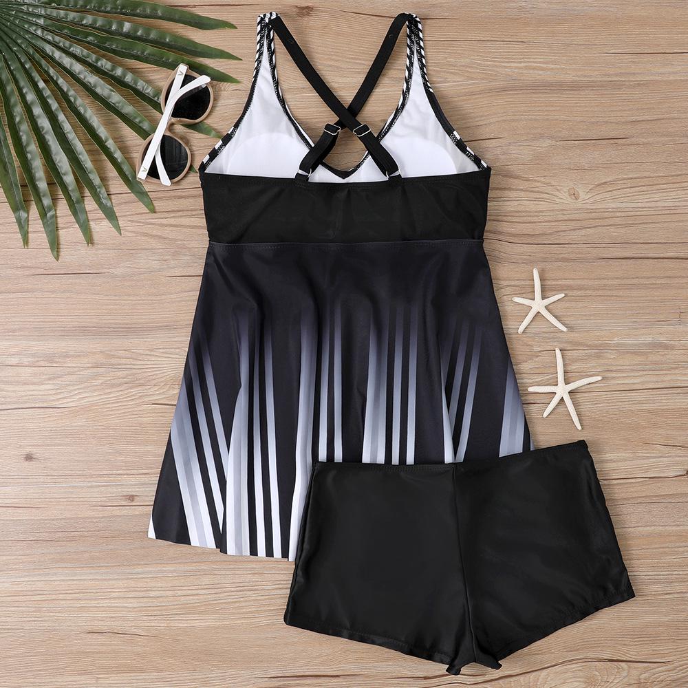 2025 Colorful Print Plus Size Tankini: Loose, Tummy-Covering, Conservative Swimsuit