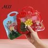 Christmas Supplies for Snacks Treat Bags with Handles, Self-Seal Candy Cookie Plastic Goodie Parties Holiday Party Favors, Clear Window Snack Pouches