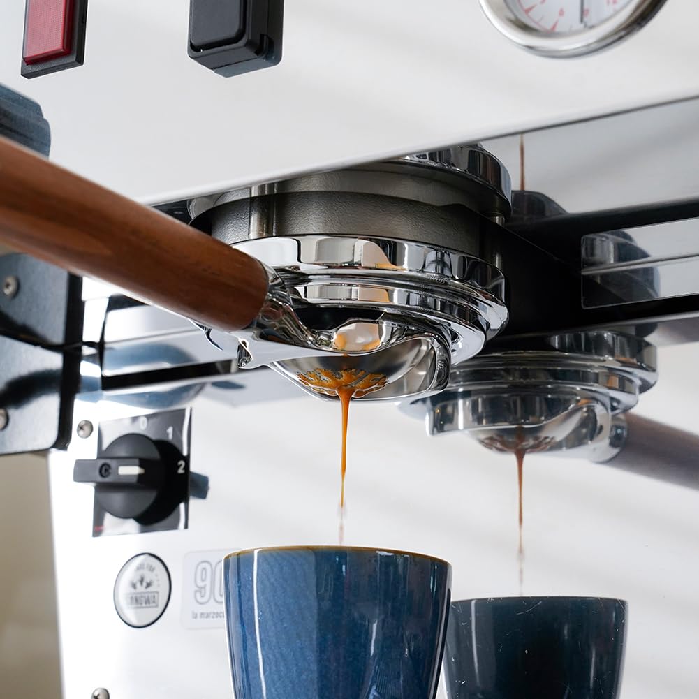 Watchget 58mm Bottomless Naked Portafilter - Flat Base Compatible with E61 and La Marzocco Espresso Machine Models, Stainless Steel with Walnut