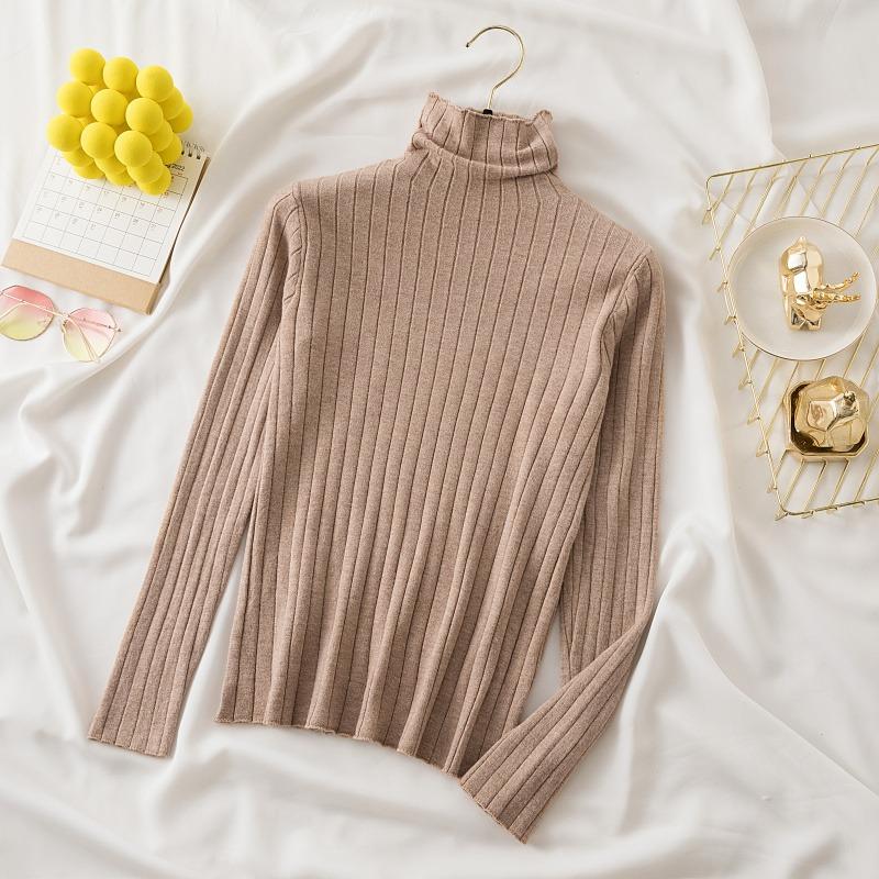 Autumn Women's Sweaters Solid Slim Fit Long Sleeve Casual Base Pullovers Sweater Women Elegant Half High Collar Casual Ladies Winter Jumpers 25485