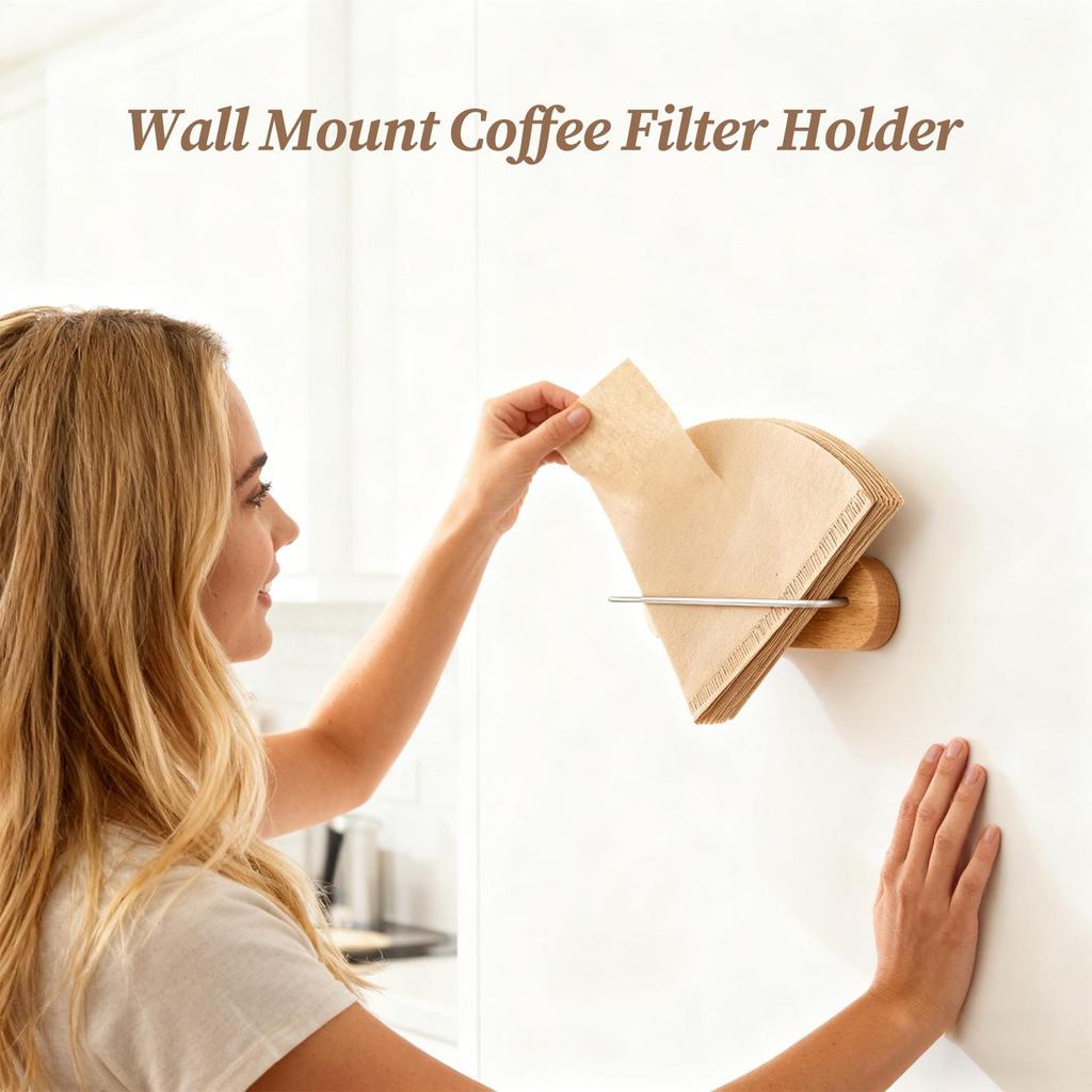 Coffee Filter Holder Wall Paper Dispenser Rack Cone Coffee Filter Organizer For Wall For Bar Shops Kitchens Bakeries Dessert