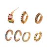 7pcs Bohemia Colorful Crystal Zircon Stud Earrings For Women Luxury Copper Ear Cuff Without Piercing Earring Party Charm Jewelry
