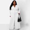 Letnia damska Plus Size Fashion Party Długie sukienki Kołnierzyk z klapami Zapinana z długim rękawem Jednolita kolorowa balowa workowata sukienka