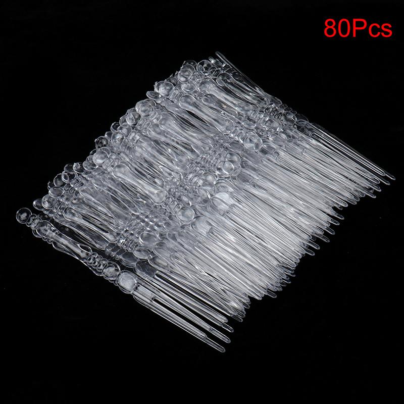80Pcs Mini Transparent Disposable Forks For Party Plastic Food Cake Fruit Fork
