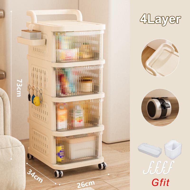 Household Pegboard Plastic Trolley Drawer Snack Toy Cabinet Living Room Bedroom Study Multi-Layer Storage Cabinet