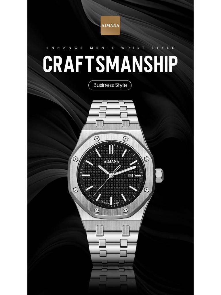 Szwajcarski Luksusowy Męski Wodoodporny Zegarek Luminous