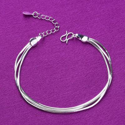 Fashion Anklets For Women 925 Silver Jewelry Classic Three Row Snake Chain Foot Accessories Lady Party Presents