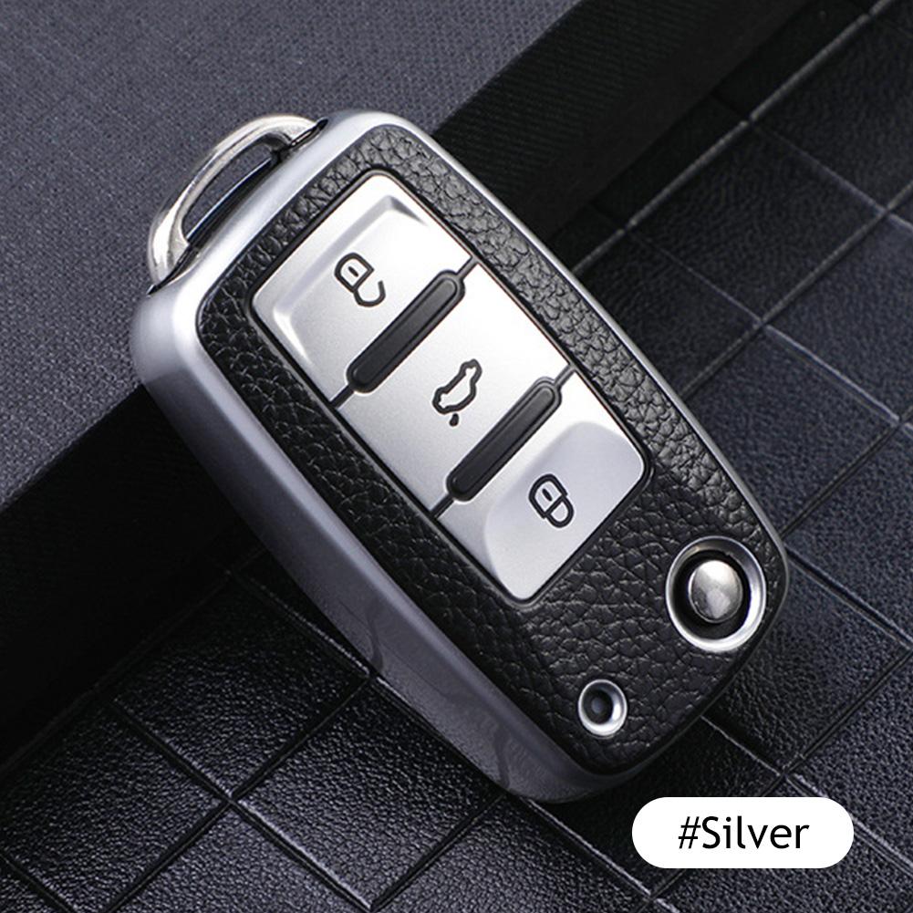 Leather Car Key Case Keys Full Cover Protection Shell Bag for VW Volkswagen Polo Tiguan Passat Golf Jetta Lavida Skoda