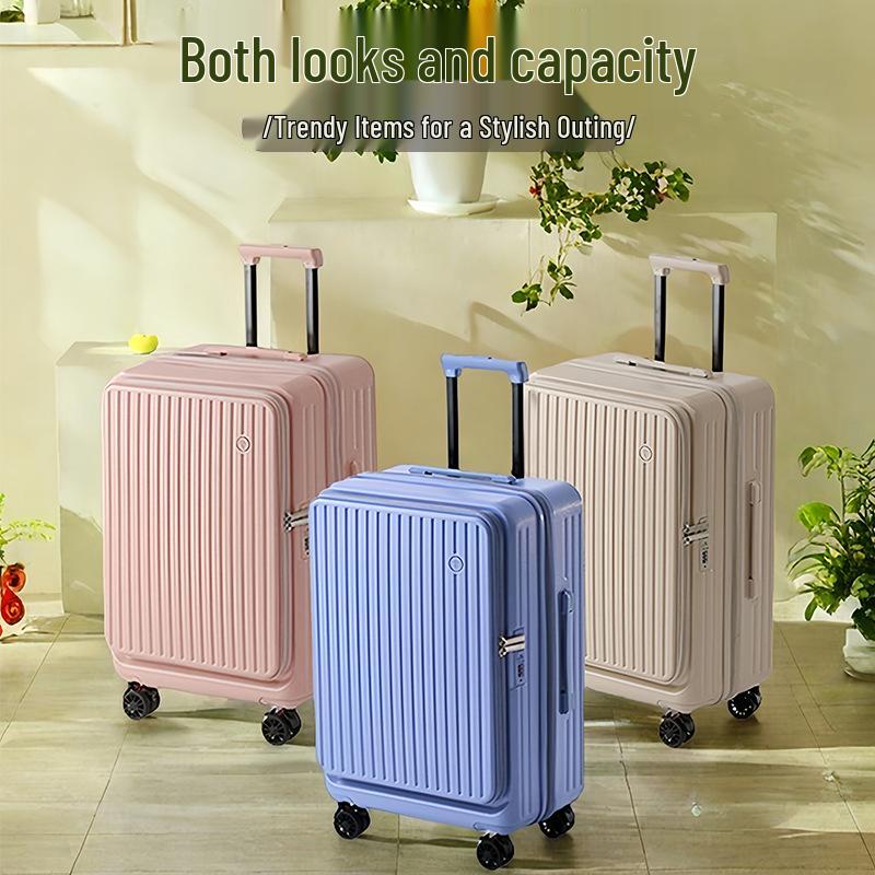 Expandable 20-Inch Rolling Suitcase for Women and Men: Large-Capacity, Three-Piece Set with Side-Opening Design, Perfect for Travel.