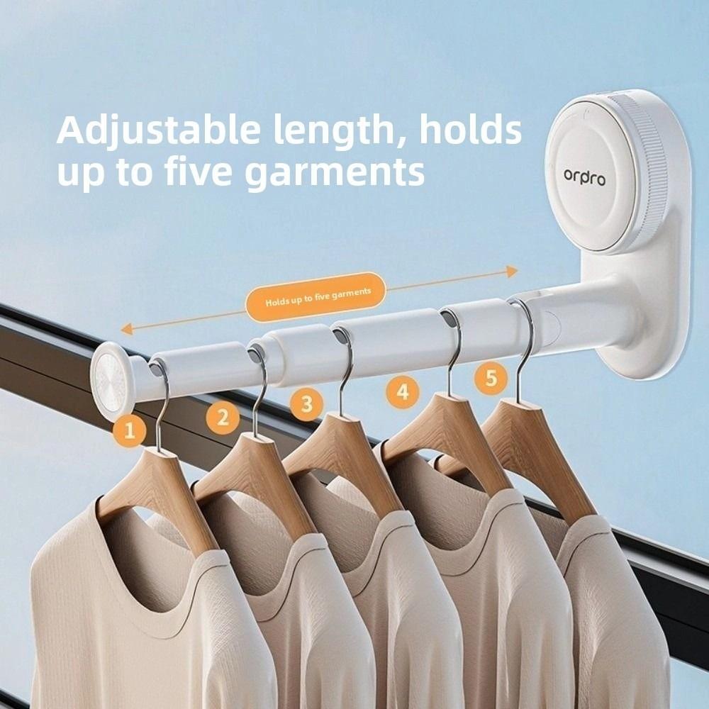 Adjustable Length Clothes Hanger Organizer Suction Cup Installation Balcony Hanging Rack  Window