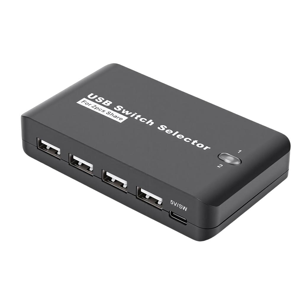 USB 2.0 Switch Selector 2 Computers Share 4 Devices Plug and Play USB Switcher Selector for Work