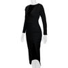 2025 Autumn/Winter Sexy Bodycon Slimming V-Neck Long Sleeve Slit Dress