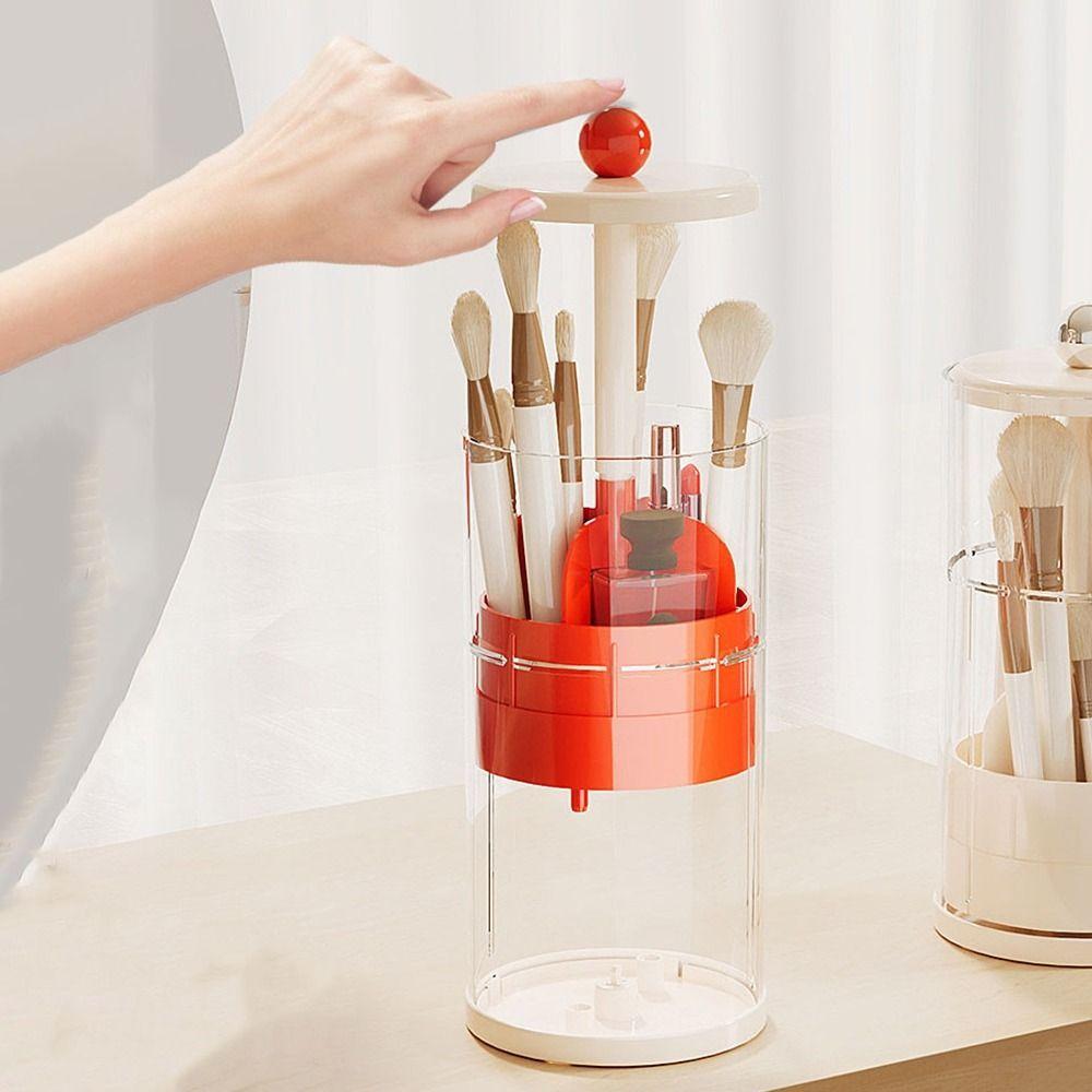 Plastic Cosmetic Storage Box Large Capacity Makeup Brush Storage Tube Bathroom