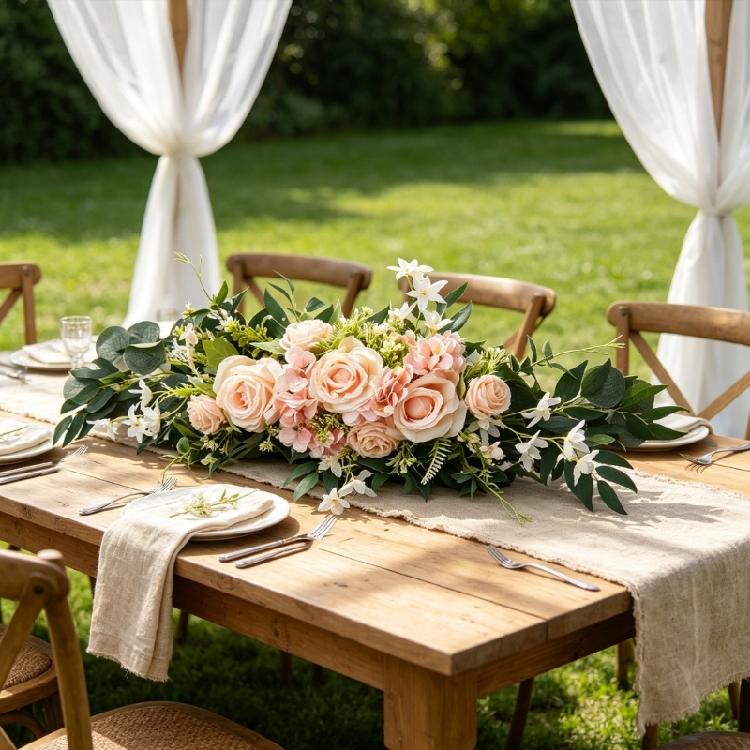 Artificial Rose Flower Wedding Chair Back Flower Arrangement For Ceremony Backdrop And Engagement Table Centerpieces