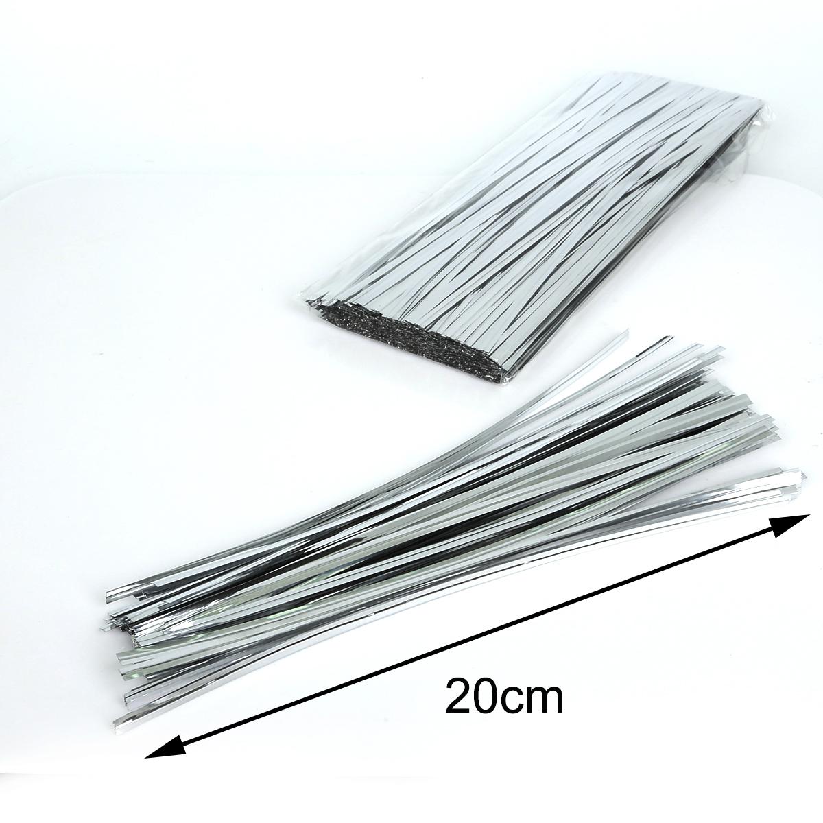 

800 шт., упаковка для свадебного торта, практичные металлические ленты для вечеринки, завязка, проволочная сумка, подарок для конфет, леденец, украшение для дома 20cm серебряный