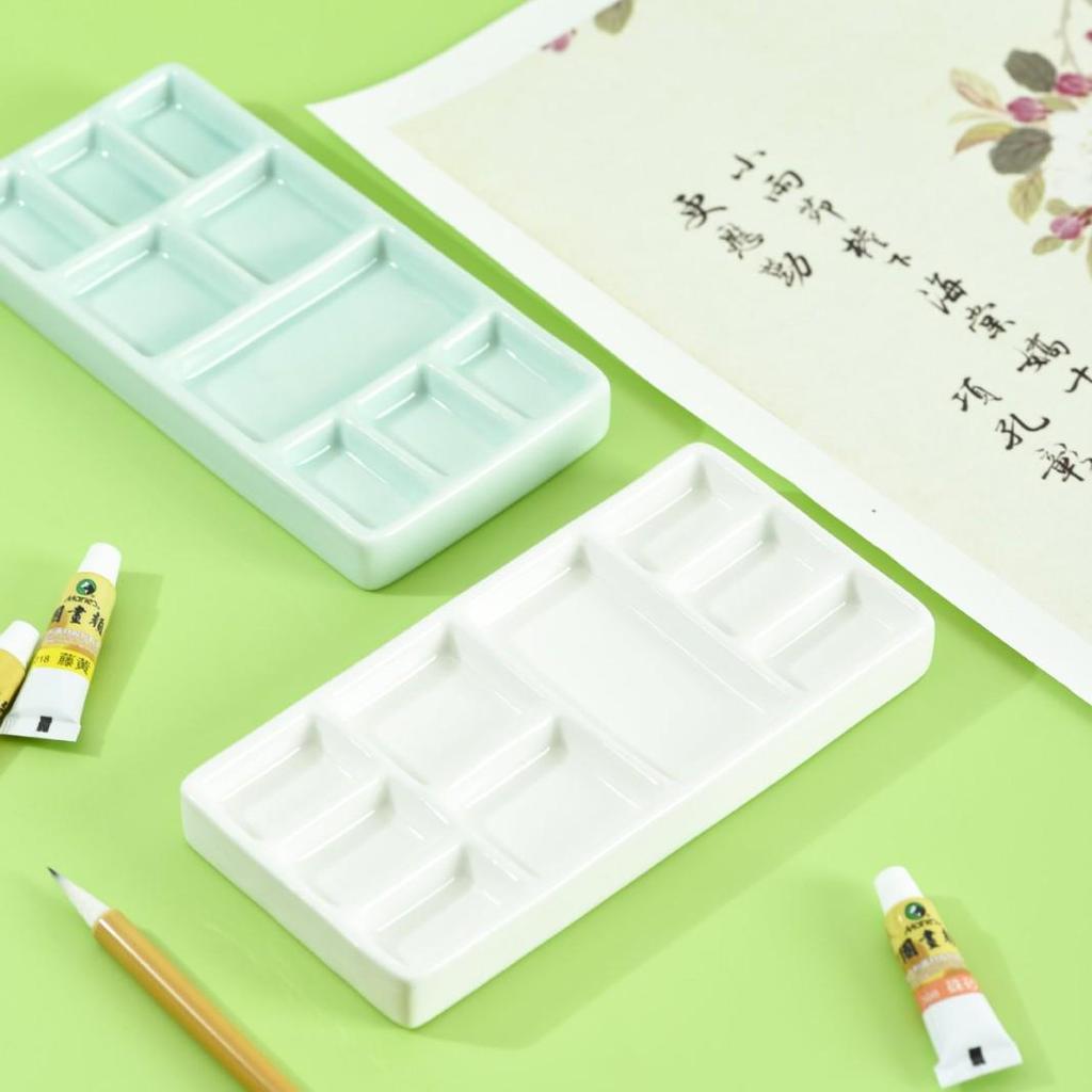 Multi-Compartment Ceramic Palette: Divided Plate for Seasoning, Dipping, or Painting with Four and Eight Grids