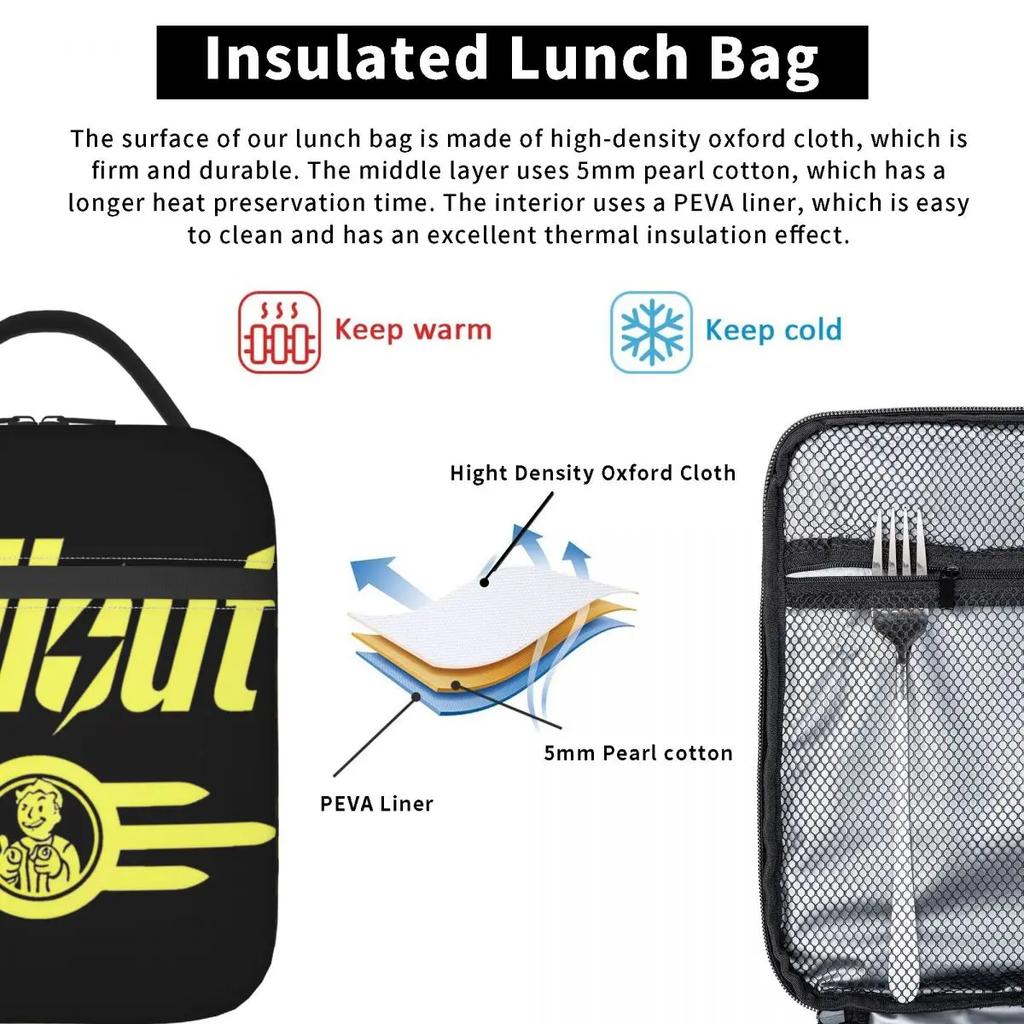 Vintage Fallouts Finger Guns Insulated Lunch Tote Bag For Picnic Funny Games Food Box Portable Thermal Cooler Lunch Boxes