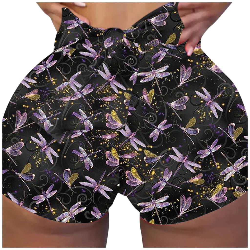 Sexy Women Yoga Shorts Butterfly Print Sport Workout Clubwear Homewear