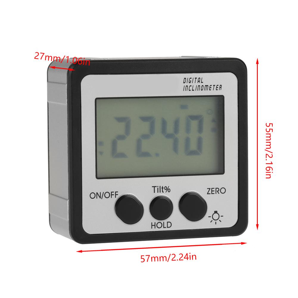 Digital Magnetic Inclinometer Angle Gauge Meter Protractor 4 X 90 Degrees  (Silver)