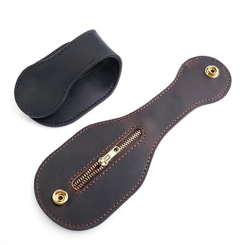 Boston Leather Racket Coin Purse - Portable Crazy Horse Leather EDC Tactical Case