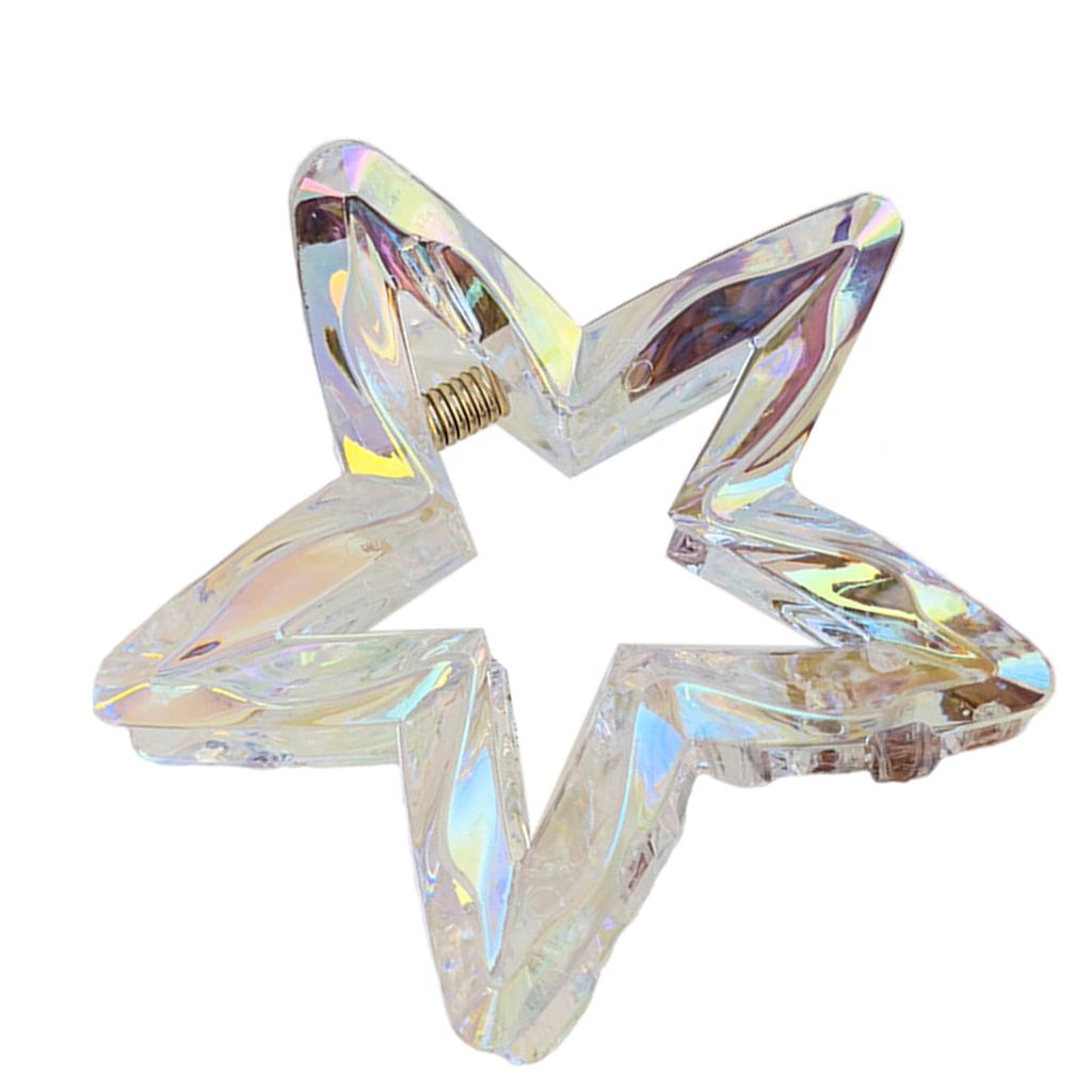 Hollow Geometric Star Hair Clip Vibrant Candy Colored Plastic Barrettes For Women Party Wedding Hairstyle