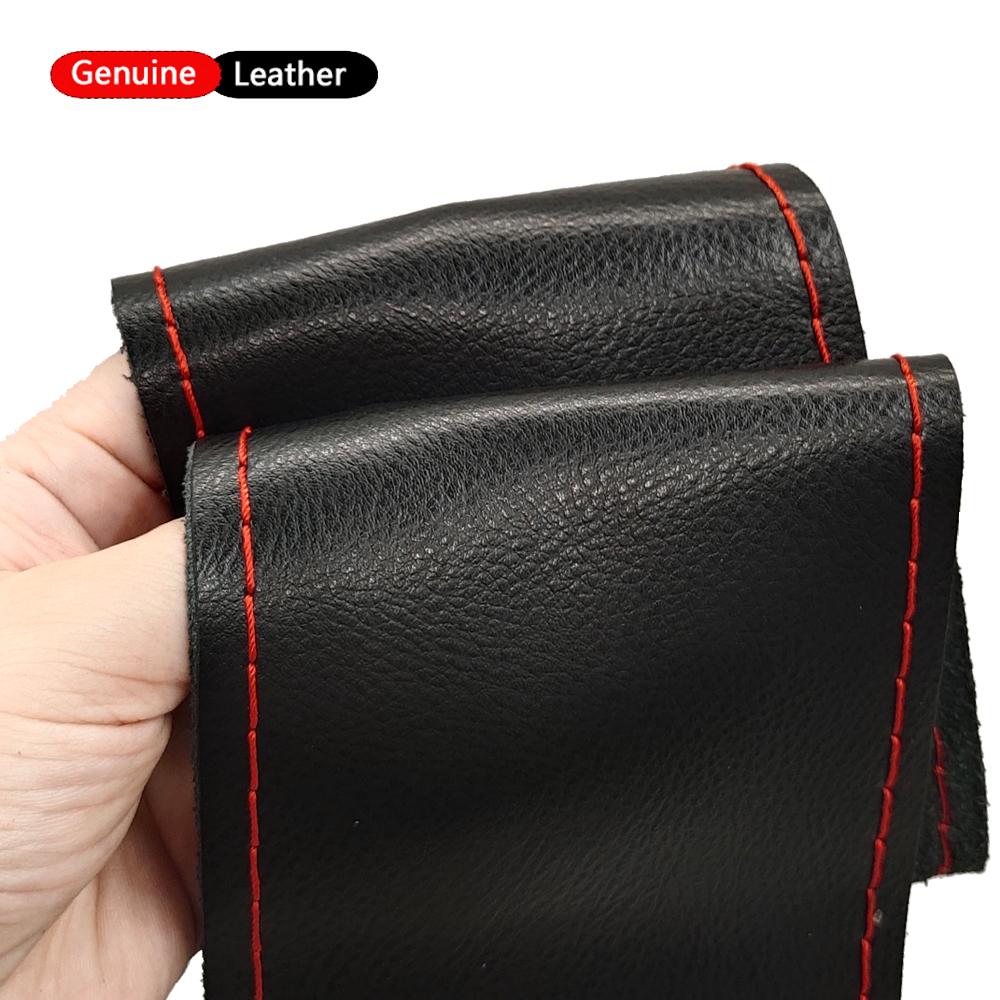 Luxury Genuine Leather Car Steering Wheel Cover Smooth Design -Steering Wheel Braid Case Universal Fit Auto SUV Diameter 38cm
