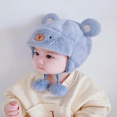 Cute Winter Warm Kids Girl Boys Baby Hats Fleece Wool Hemming Caps With Ball Solid Wool Ear Protection Hats Soft Newborn Bonnet