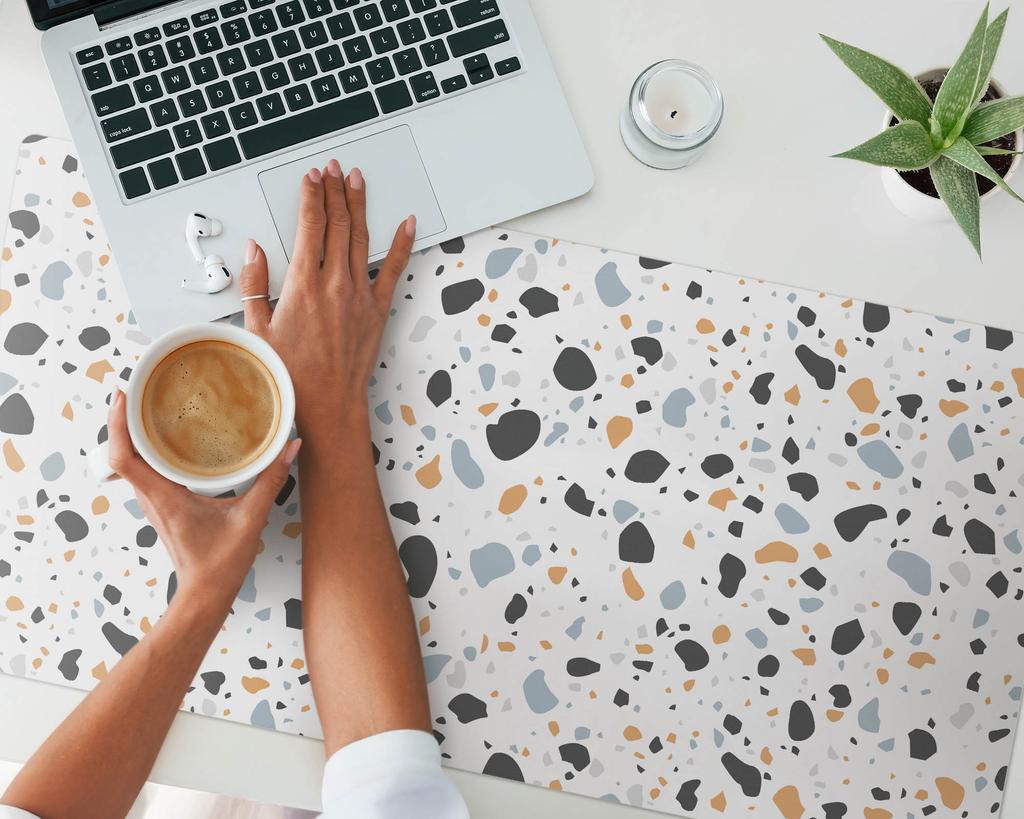 Abstract Terrazzo Pattern Protective Desk Mat 100X50 Cm