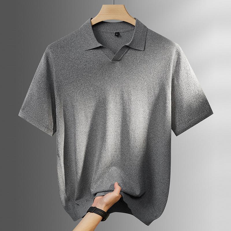 Men's Plus Size Breathable Knit Summer T-shirt - Loose Fit Short Sleeve