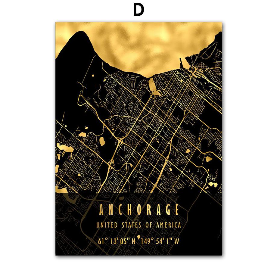 Las Vegas Chicago USA Amerika Stadtplan Wohnzimmer Dekor Poster und Drucke Wand Kunst Leinwand Malerei Wandbilder Home Club