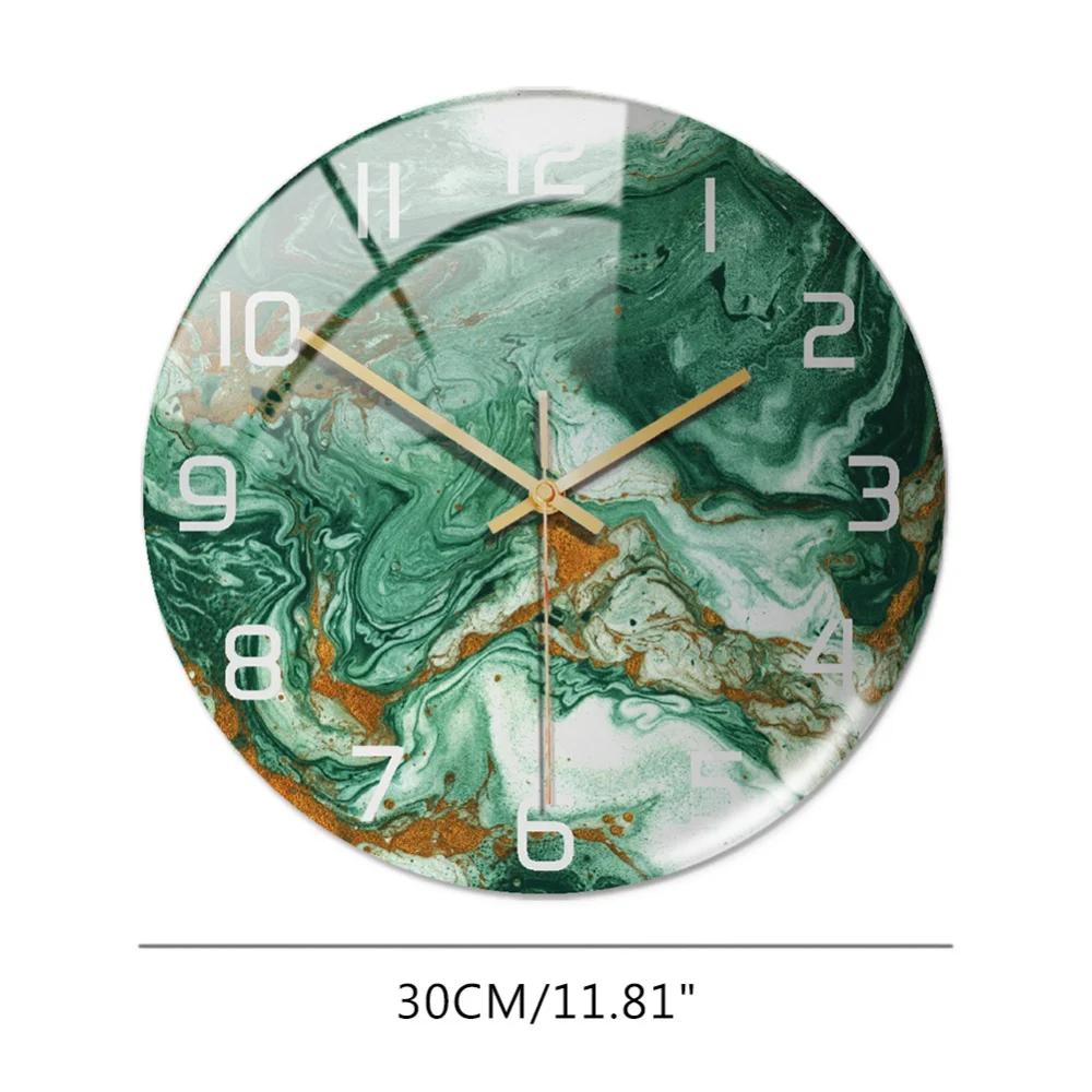 Wall Clock New Listing Round Marble Three-Dimensional Clock Home Decorations For Living Room Kitchen Bedroom And Office 30CM