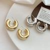 New Gold Plated Thick Hoop Earrings for Women Minimalist Geometric Simple Round Silver Earring Fashion Jewelry Gifts