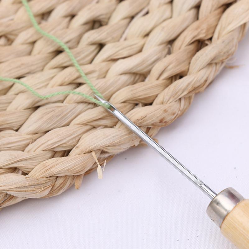 Wooden Handle Leather Sewing Awl Tool Leather Punching Tool Sewing Tools Manual Repair Hook Leather Accessories