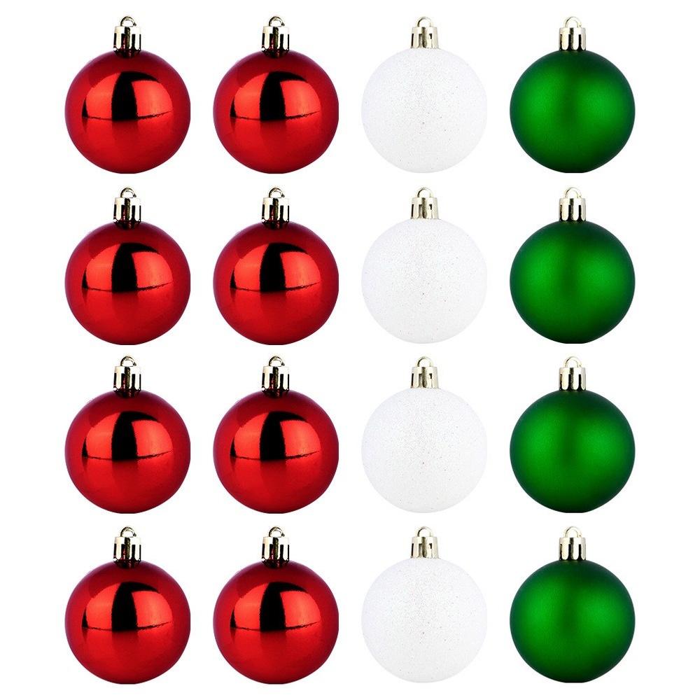 Shatterproof Christmas baubles red green white 5 cm 16 pcs.