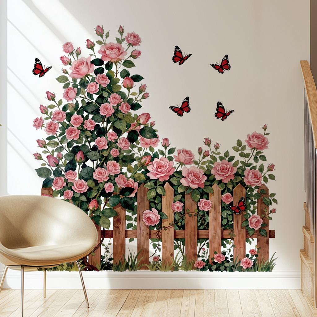 Rose Trellis Floral Wall Sticker Self-Adhesive Removable Waterproof Home Decor