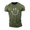 3D-gedrucktes Herren Sommer Kurzarm Lauf Sport Fitnessstudio Muskel T-Shirt Smiley Gesicht Übergroß Sportlich Lässig Hochwertige Kleidung